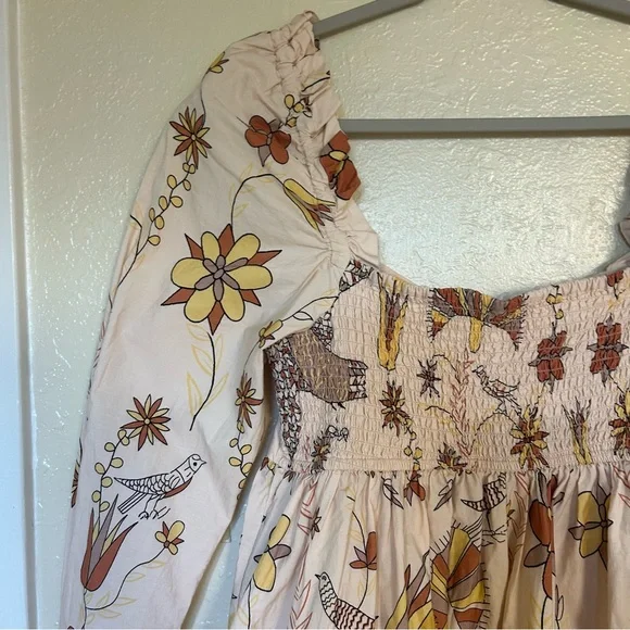 Anthropologie Let Us Be Poplin Whimsical Puff Sleeve Babydoll Blouse with Ruffle - Picture 13 of 13